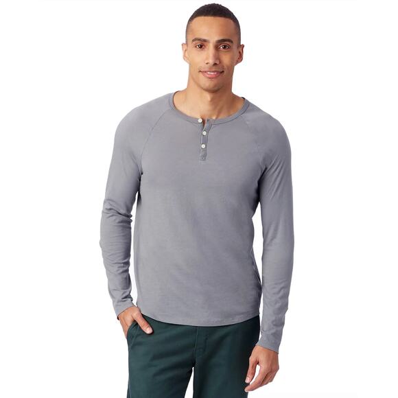 Alternative Earth Ocean Gray Raglan Sleeve Round Neck Henley Tee XL - Picture 1 of 14